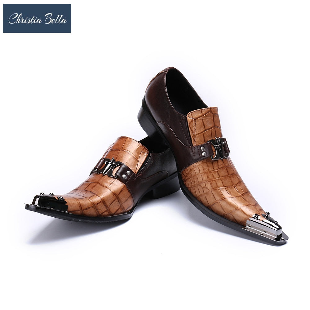 Men's Snakeskin Shoes Genuine Leather Handmade British Shoes - Acapparelstore