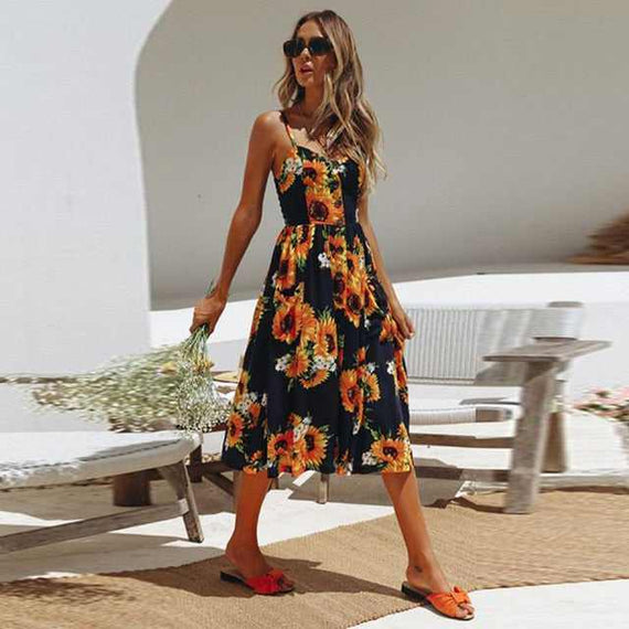 Casual Vintage Women Summer Sexy Dress