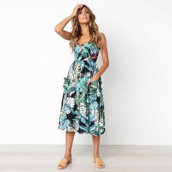 Casual Vintage Women Summer Sexy Dress