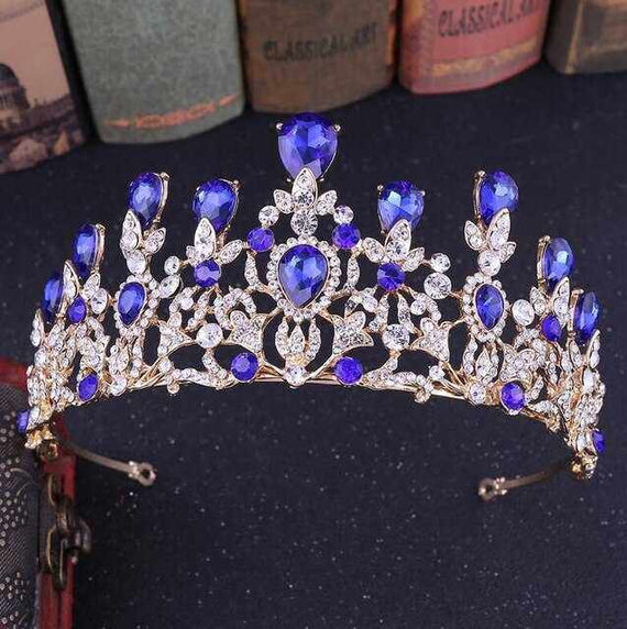 Luxury Pink Crystal Leaf Wedding Crown Queen Tiara Bride Headband Bridal Accessories