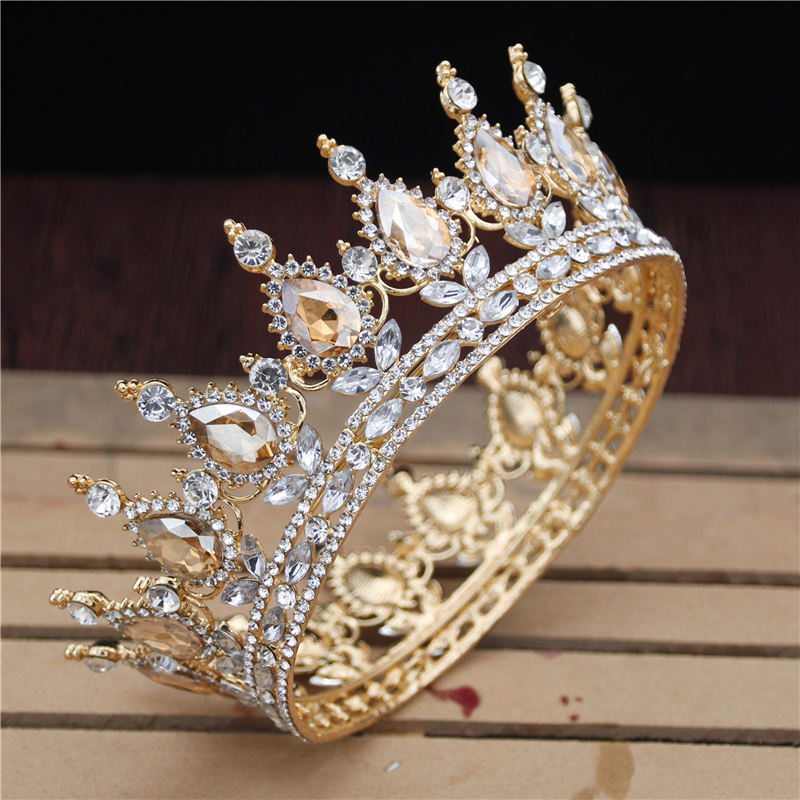 Crystal Vintage Royal Queen King Tiaras Crowns Men/Women