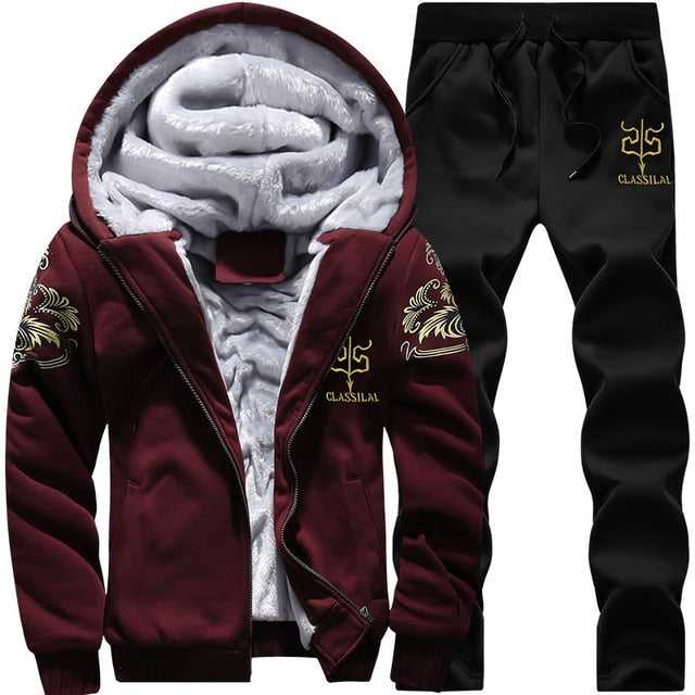 Men's Sporting Fleece Thick Hooded Brand-Clothing Casual Track Suit - Acapparelstore