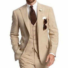 Three Piece Business Wedding Party Best Men Groom Suits Two Button Custom Made T