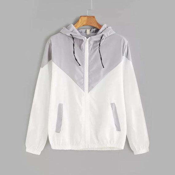 Women's Spring Autumn Fashion Windbreaker Jacket Zipper Pockets