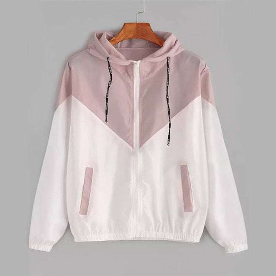 Women's Spring Autumn Fashion Windbreaker Jacket Zipper Pockets