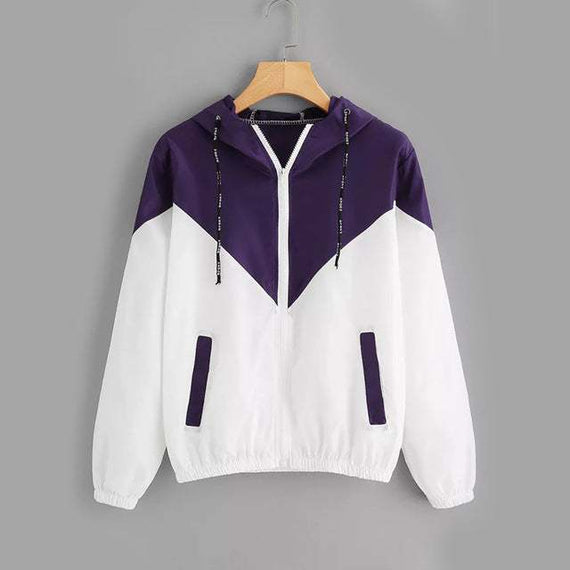 Women's Spring Autumn Fashion Windbreaker Jacket Zipper Pockets