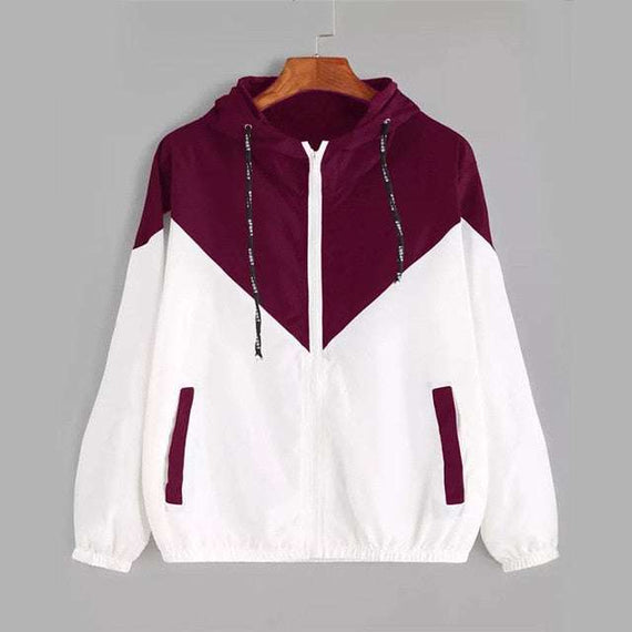 Women's Spring Autumn Fashion Windbreaker Jacket Zipper Pockets